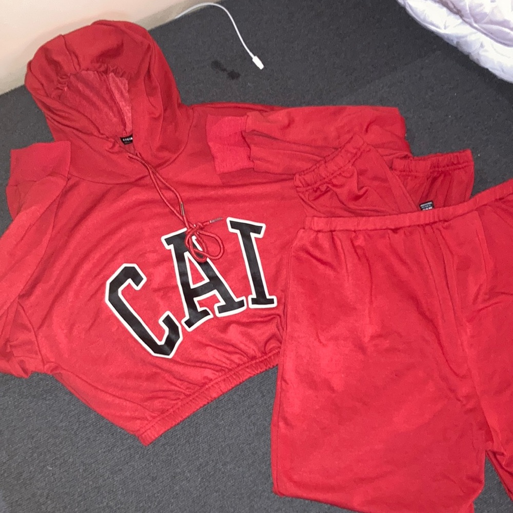 Red Shein jogger set